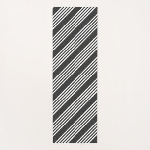 White and charcoal five stripes pattern yoga mat