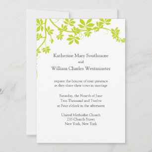 White And Chartreuse Wedding Invitations