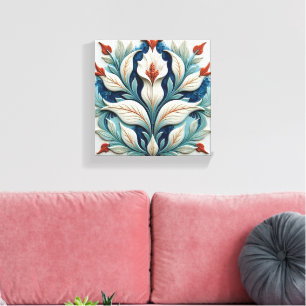 White and Copper Flora Canvas Print