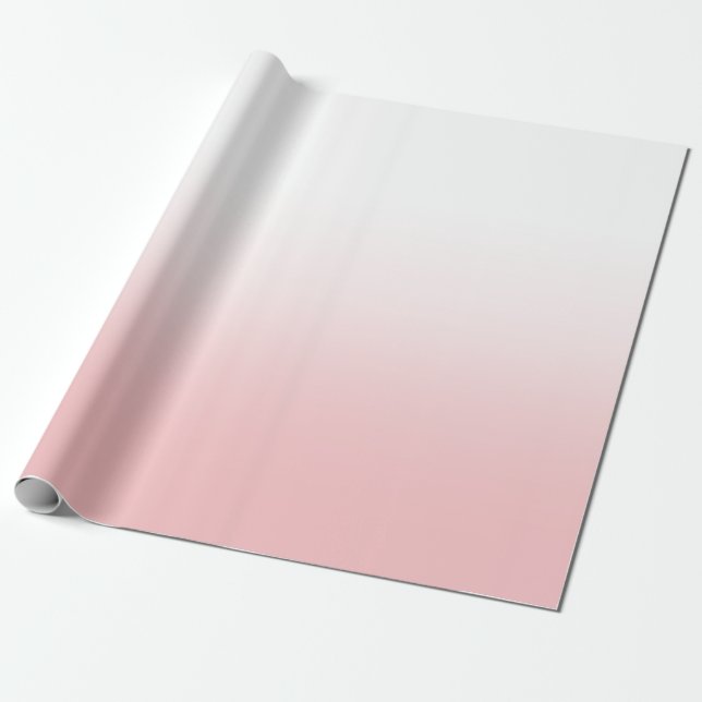 White and Coral Pink Ombre Wrapping Paper (Unrolled)