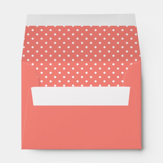 White and Coral Pink Polka Dot Pattern Envelopes (Back (Bottom))