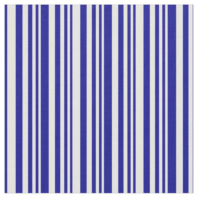 White and Dark Blue Coloured Lines/Stripes Pattern Fabric (Close Up)