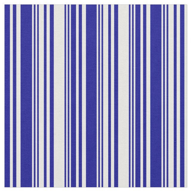 White and Dark Blue Striped Pattern Fabric (Close Up)