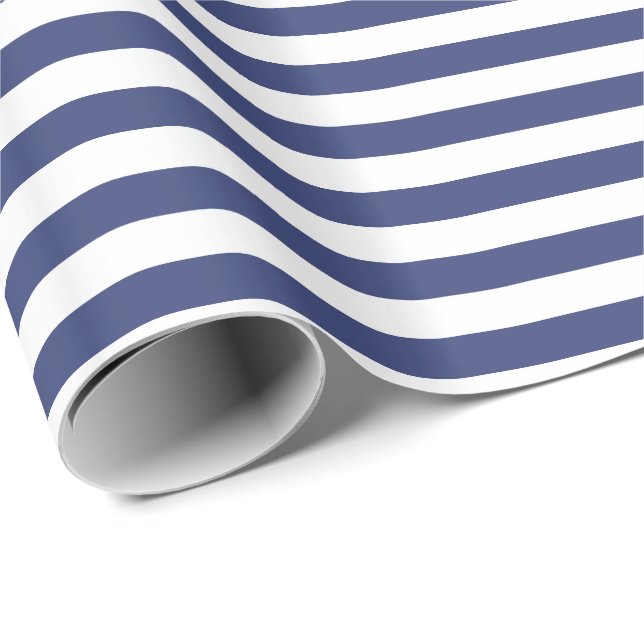 White and Dark Blue Striped Wrapping Paper (Roll Corner)