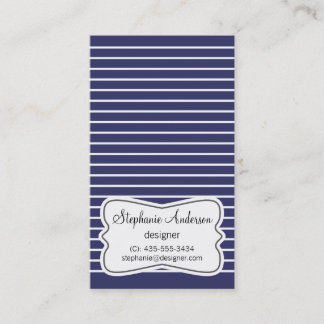 White and Dark Blue Stripes Business Card