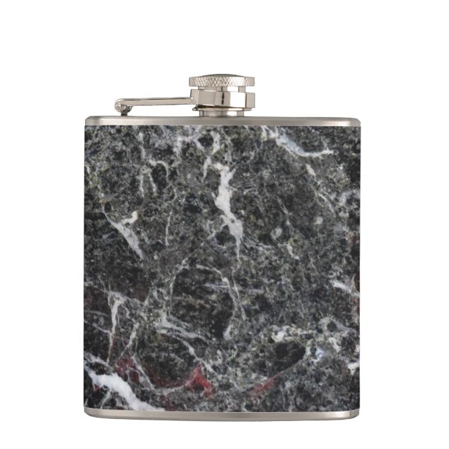 White And Dark Grey Marble Stone Hip Flask (Front)