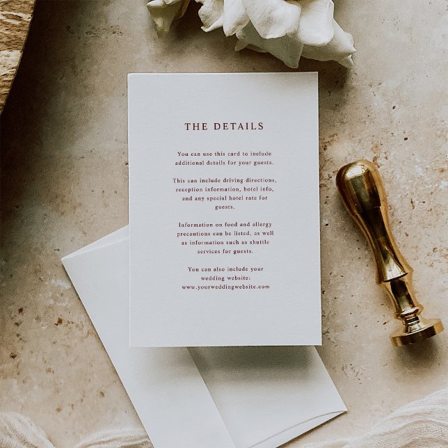 White and Dark Red Text | Wedding Guest Details Enclosure Card (Creator Uploaded)