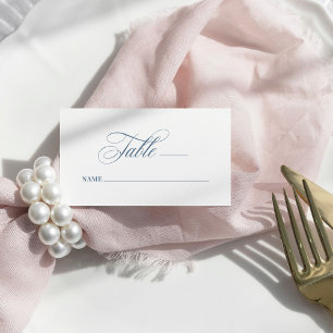 White and Dusty Blue   Classic Luxe Wedding Flat Place Card