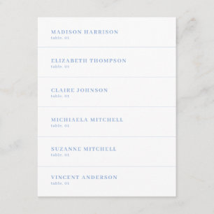 White and Dusty Blue Wedding Place Name Card DIY
