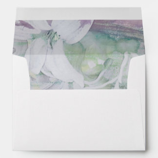 White And Dusty Green Floral Wedding Adress Envelope