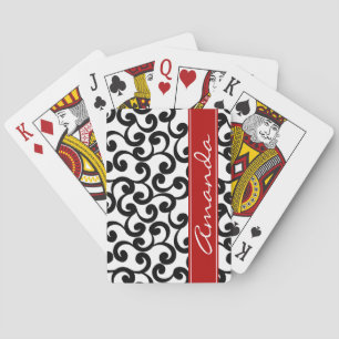 White and Ebony Monogrammed Elements Print Playing Cards