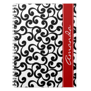 White and Ebony Monogrammed Elements Print Spiral Notebook
