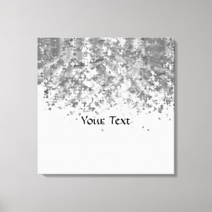 White and faux glitter personalised canvas print