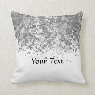 White and faux glitter personalised cushion