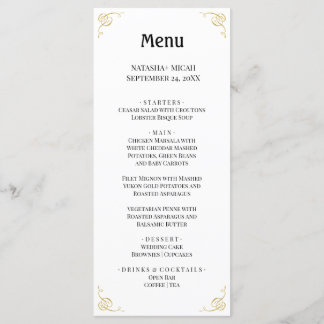 White and Faux Gold Simple Elegant Menu