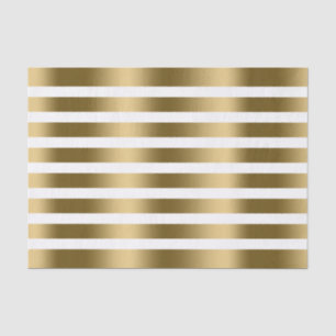 White And Faux Gold Stripes Pattern Tissue Paper