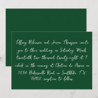 \White and Forest Green Handwritten Style Wedding