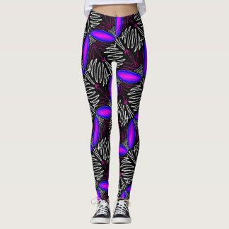 White and Fuchsia on Black Jimette Design Leggings