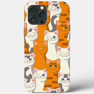 White and ginger cats pattern green eyes blue eyes iPhone 13 pro max case