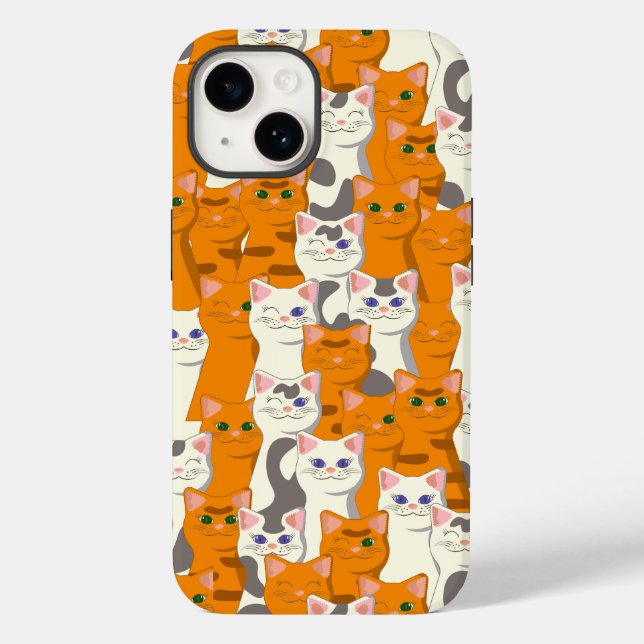 White and ginger cats pattern green eyes blue eyes Case-Mate iPhone case (Back)
