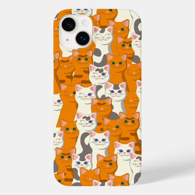 White and ginger cats pattern green eyes blue eyes Case-Mate iPhone case (Back)