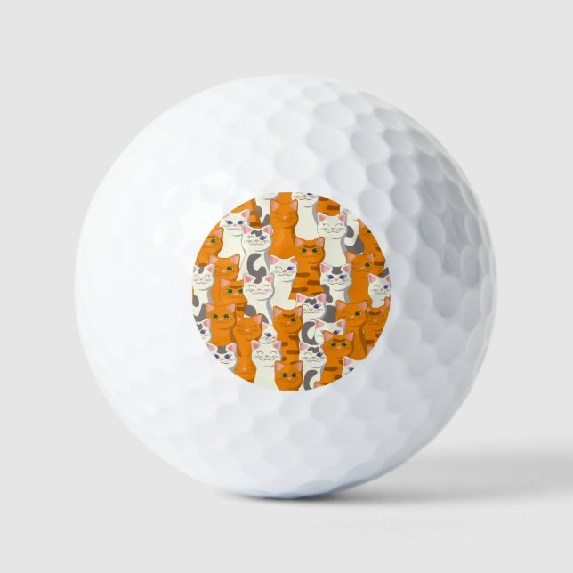 White and ginger cats pattern green eyes blue eyes golf balls (Front)