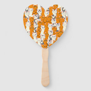 White and ginger cats pattern green eyes blue eyes hand fan