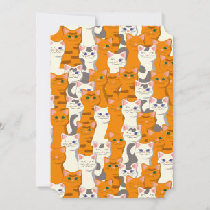 White and ginger cats pattern green eyes blue eyes holiday card