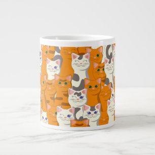 White and ginger cats pattern green eyes blue eyes large coffee mug