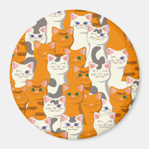 White and ginger cats pattern green eyes blue eyes magnet