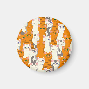 White and ginger cats pattern green eyes blue eyes magnet