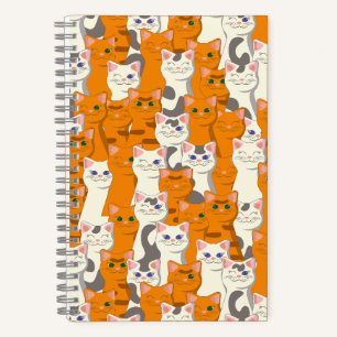 White and ginger cats pattern green eyes blue eyes notebook