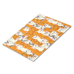White and ginger cats pattern green eyes blue eyes notepad