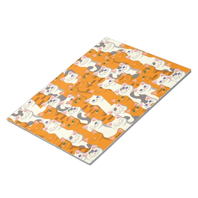White and ginger cats pattern green eyes blue eyes notepad (Angled)