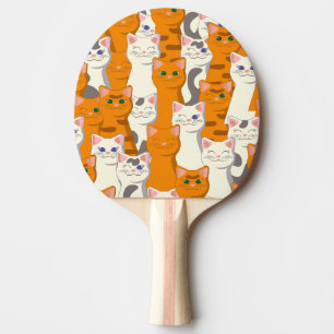 White and ginger cats pattern green eyes blue eyes ping pong paddle