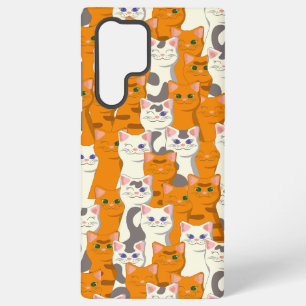 White and ginger cats pattern green eyes blue eyes samsung galaxy case