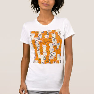 White and ginger cats pattern green eyes blue eyes T-Shirt