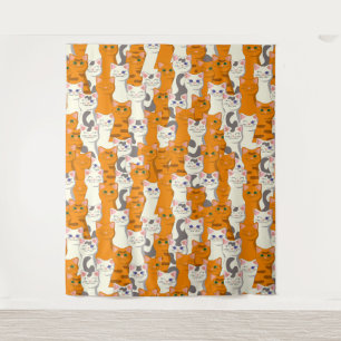 White and ginger cats pattern green eyes blue eyes tapestry