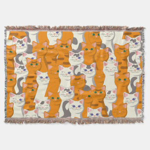 White and ginger cats pattern green eyes blue eyes throw blanket