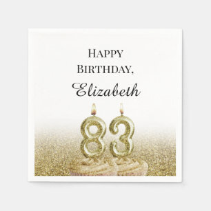 White and Gold 83rd Birthday Napkins