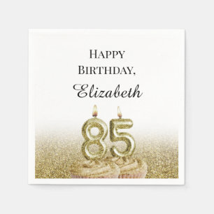 White and Gold 85th Birthday Napkins