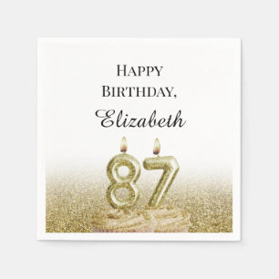 White and Gold 87th Birthday Napkins