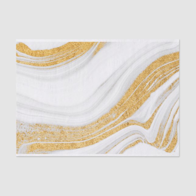 White and Gold Agate Tissue Paper (Front)