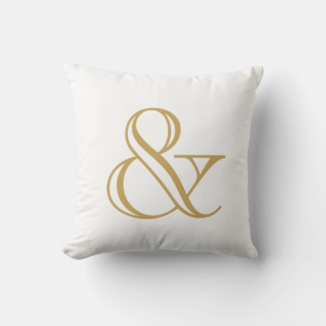 White And Gold Ampersand Cushion (Front)