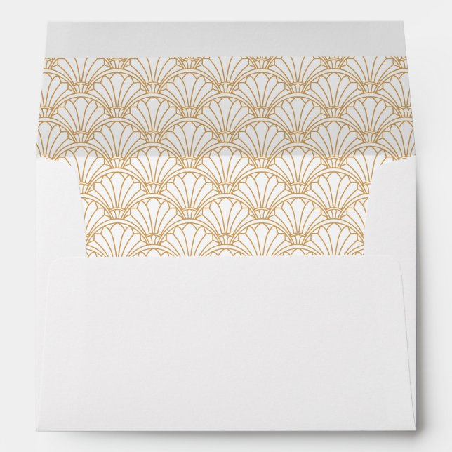 White and Gold Art Deco Fan Flower Motif   Envelope (Back (Bottom))