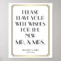 White And Gold Art Deco Gatsby Guestbook Sign 8x10