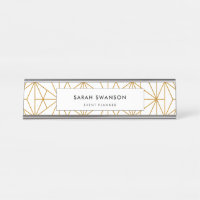 White and gold art deco geometric pattern