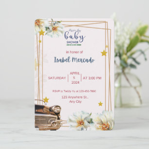 White and Gold Baby Shower  Invitation