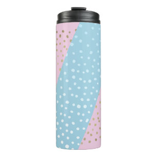 White and Gold Bronze Dot Pattern Thermal Tumbler