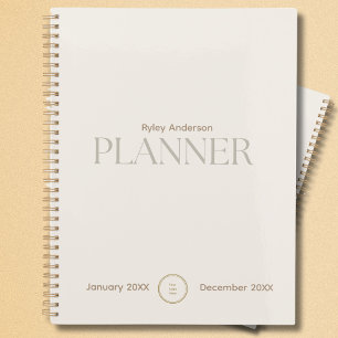 White and Gold Business Logo Monogram Planner